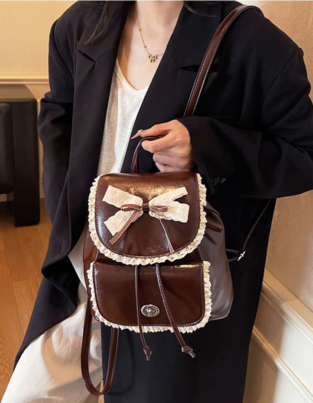 Рюкзак з бантом на клапані та мереживом | 265456-12-XX - A-SHOP