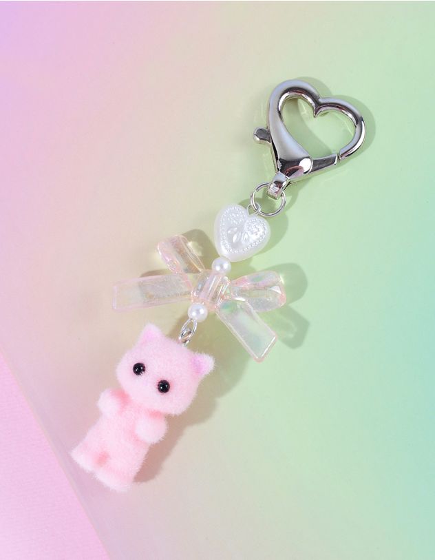Брелок у вигляді котика з бантом та серцем | 264708-14-XX - A-SHOP