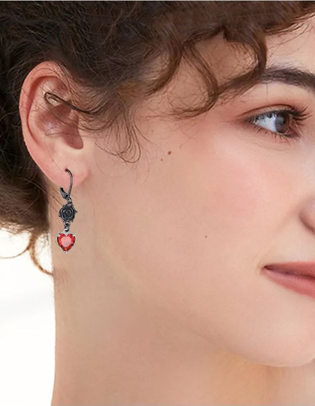 Сережки у вигляді троянди з серцем | 265605-15-XX - A-SHOP