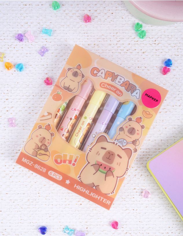 Маркери у наборі з принтом капібари | 263819-12-XX - A-SHOP