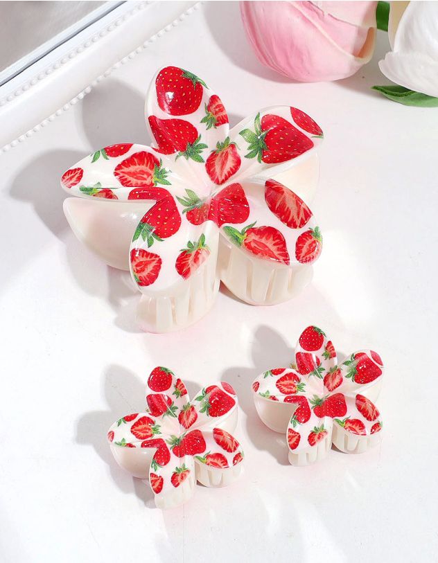 Заколка для волосся крабік у вигляді квітки з фруктовим принтом | 266839-15-XX - A-SHOP