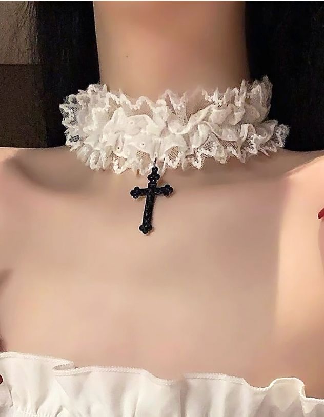 Чокер на шию мереживний з хрестом | 269163-01-XX - A-SHOP