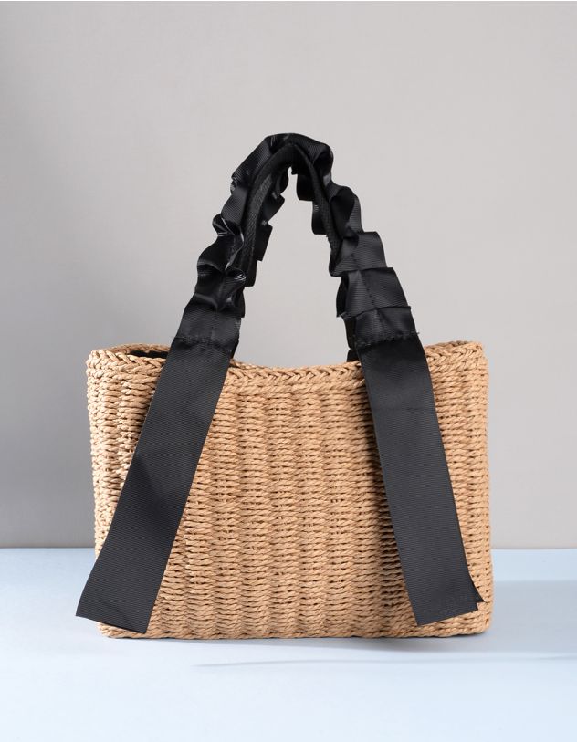 Сумка зі штучної соломи з кісетом та стрічками | 255947-22-XX - A-SHOP
