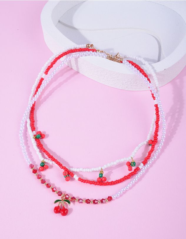 Підвіска на шию чокер із бісеру з вишнями | 266580-15-XX - A-SHOP