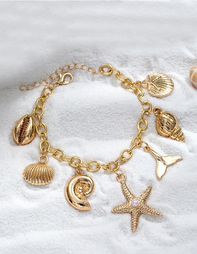 Браслет на руку із ланцюжка з підвіскою у вигляді мушлі | 266345-04-XX - A-SHOP