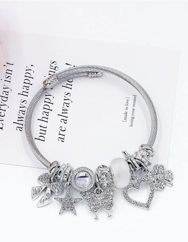 Браслет на руку з підвіскою у вигляді банта та метелика з конюшиною | 267458-05-XX - A-SHOP