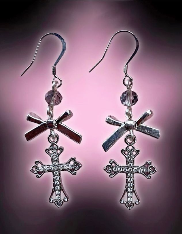 Сережки з хрестом та бантом | 263936-05-XX - A-SHOP