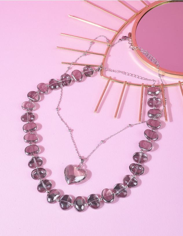 Підвіска на шию з кулоном у вигляді серця з намистом | 266040-02-XX - A-SHOP