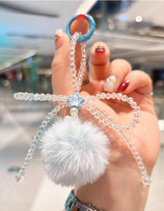 Брелок у вигляді банта із бісеру з хутром | 263564-18-XX - A-SHOP