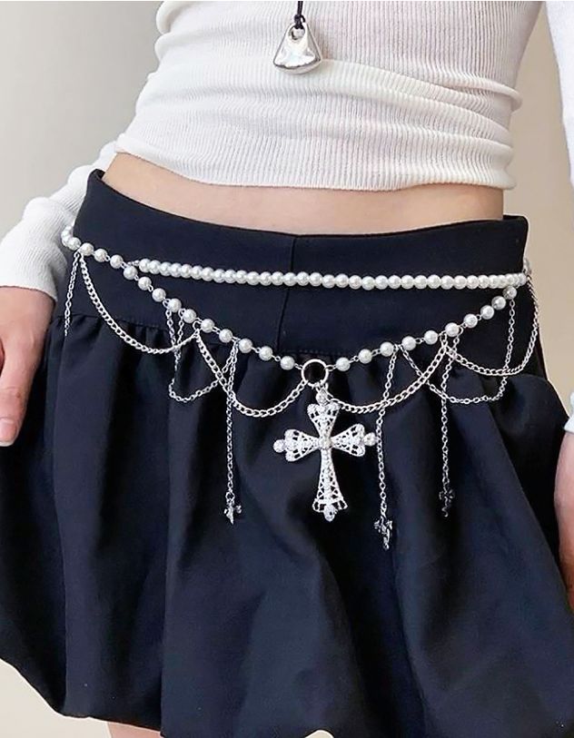 Ланцюжок на пояс із перлин з хрестом | 266323-05-XX - A-SHOP