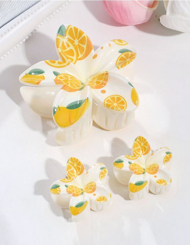 Заколка для волосся крабік у вигляді квітки з фруктовим принтом | 266839-19-XX - A-SHOP