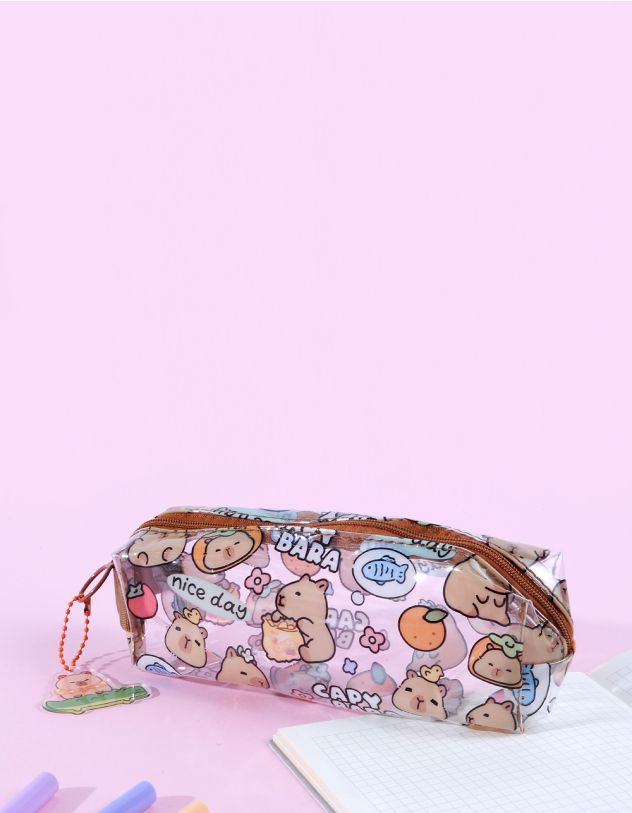 Пенал з брелоком та принтом капібари | 263572-82-XX - A-SHOP