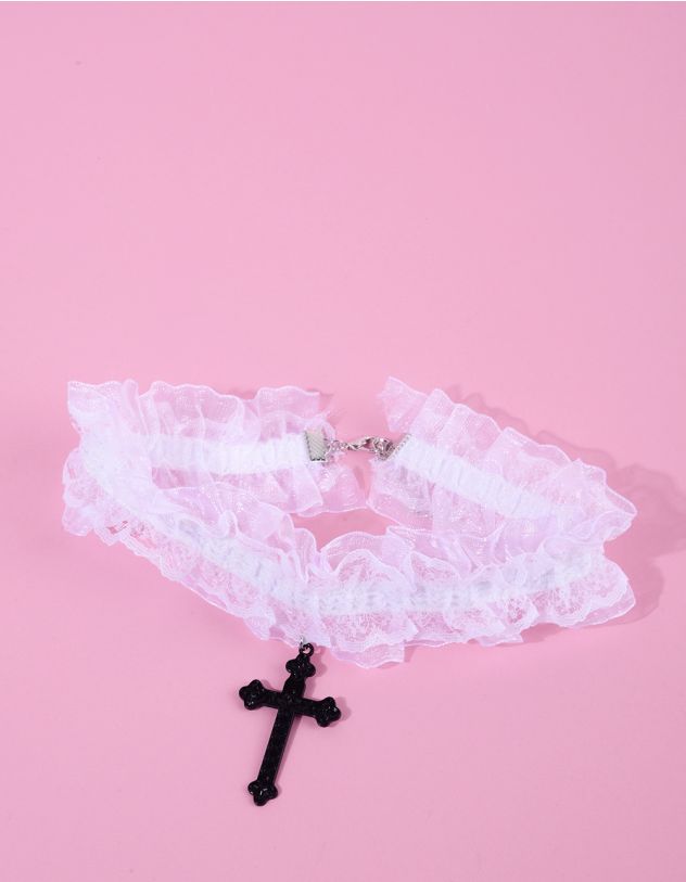 Чокер на шию мереживний з хрестом | 265942-01-XX - A-SHOP