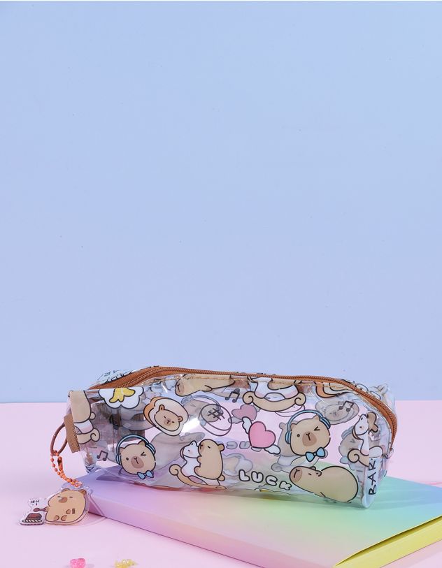 Пенал з брелоком та принтом капібари | 263572-12-XX - A-SHOP