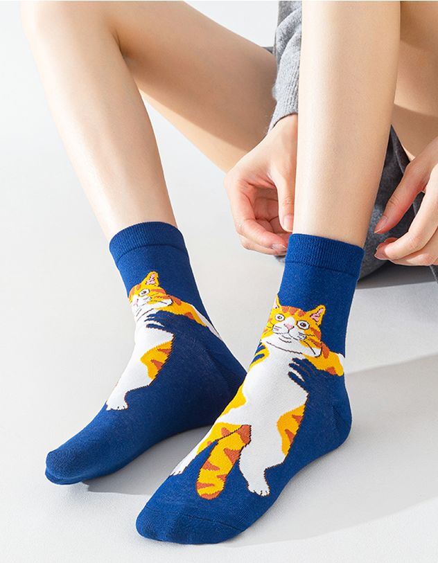 Шкарпетки з принтом кота | 265608-13-XX - A-SHOP