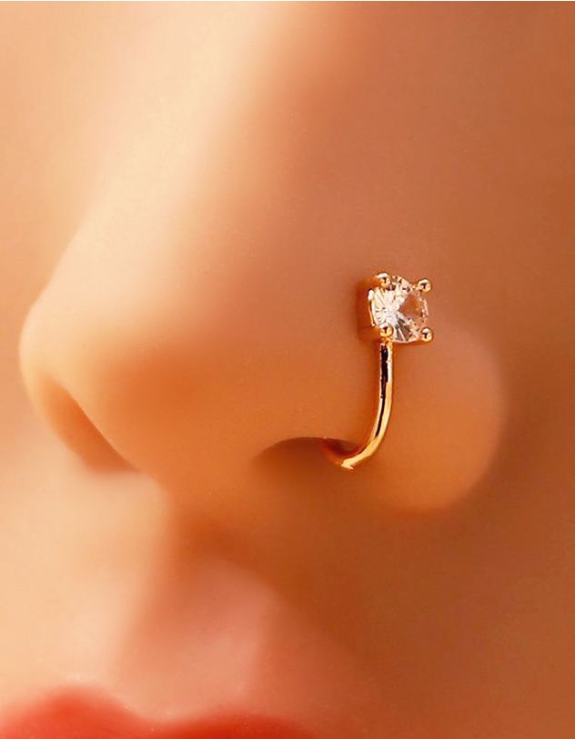 Сережка обманка у ніс з кристалом | 266665-04-XX - A-SHOP