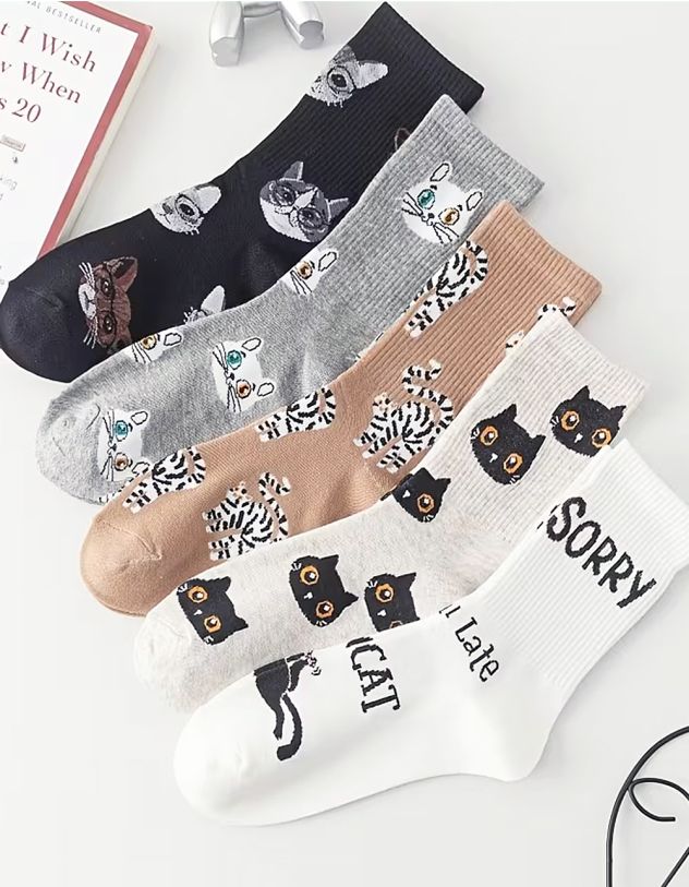 Шкарпетки з принтом котика | 264772-11-XX - A-SHOP