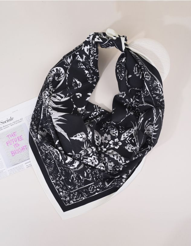 Хустка на шию з квітковим принтом | 265194-02-XX - A-SHOP