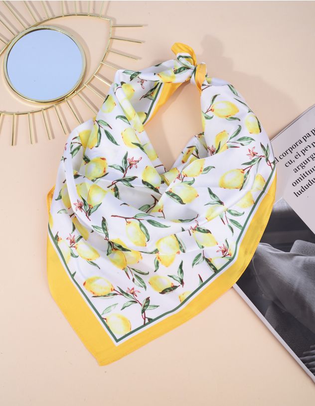 Хустка на шию з принтом лимона | 266258-19-XX - A-SHOP