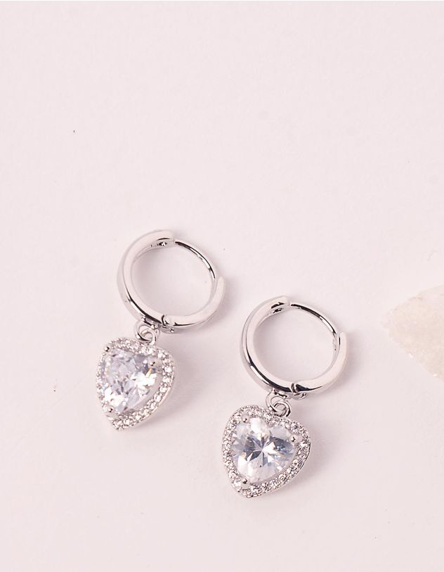 Сережки з серцями що декоровані стразами | 248597-06-XX - A-SHOP
