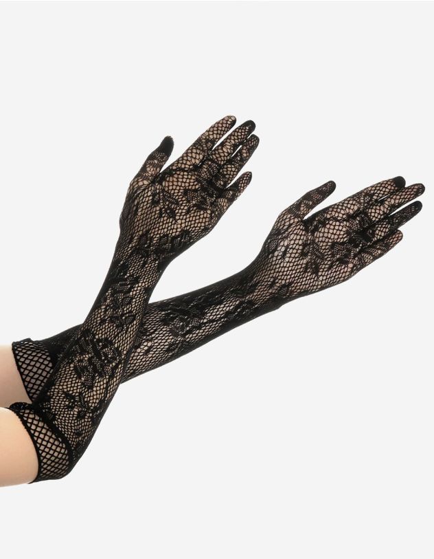 Рукавиці високі мереживні з зображенням троянд | 255366-02-XX - A-SHOP