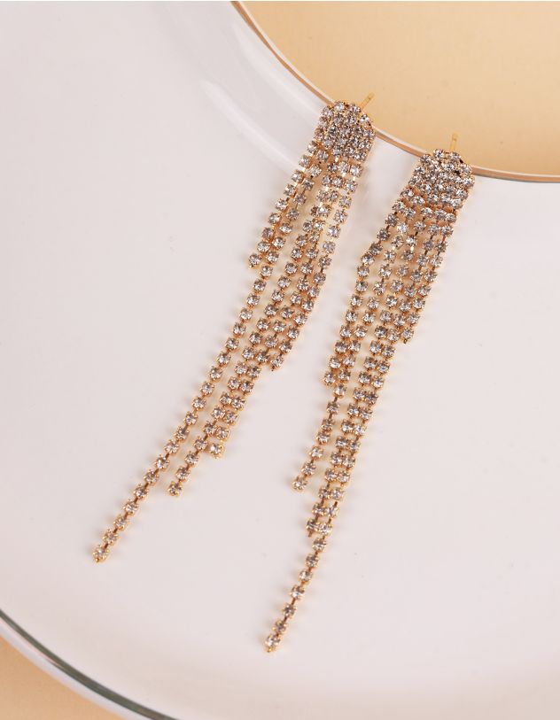 Сережки довгі інкрустовані стразами | 266768-04-XX - A-SHOP