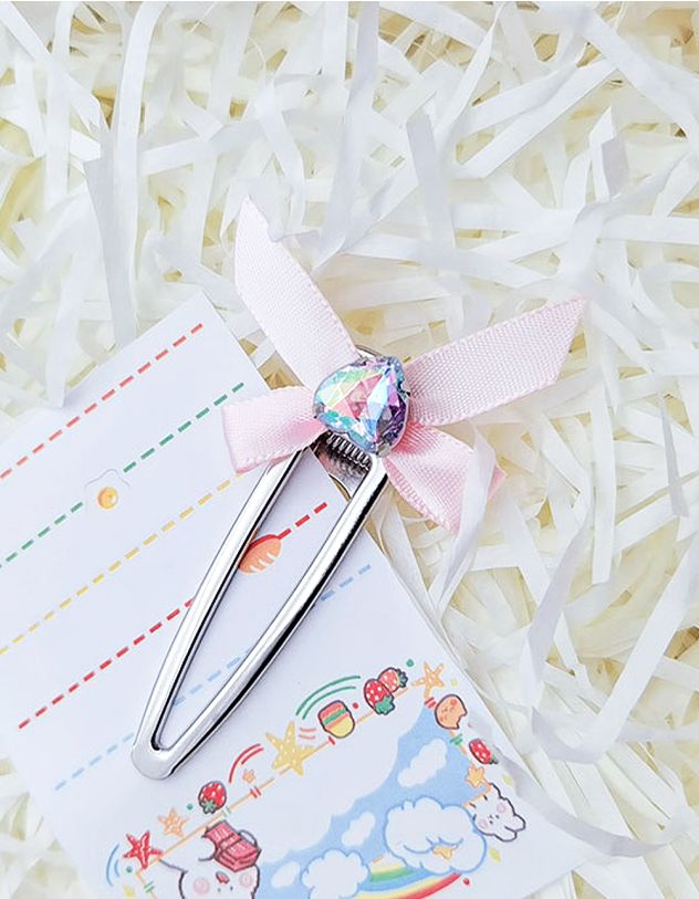 Заколка для волосся парна з бантом та серцем | 262457-70-XX - A-SHOP