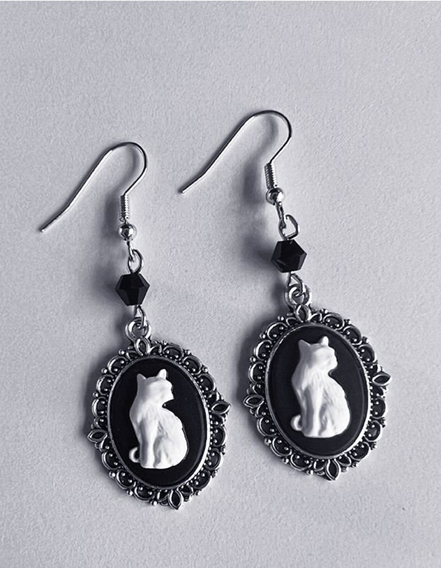 Сережки довгі з зображенням котика | 266814-07-XX - A-SHOP