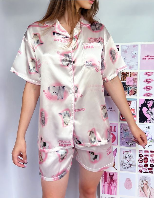 Піжама з принтом котиків | 263734-14-22 - A-SHOP