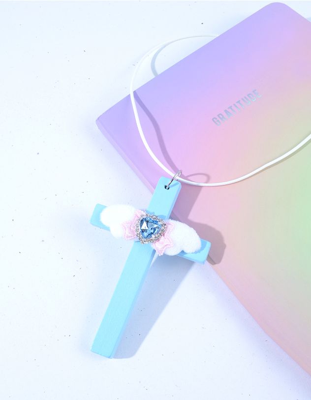 Підвіска на шию з серцем та крилами з бантом на хресті | 264055-18-XX - A-SHOP