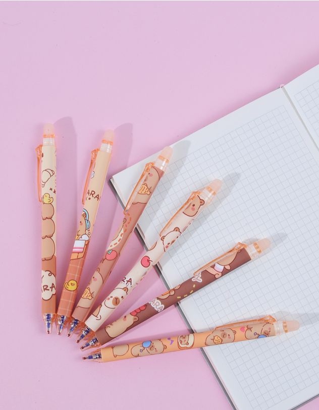 Ручки у наборі з принтом капібари | 263551-12-XX - A-SHOP