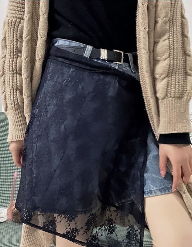 Спідниця фартух мереживна з квітами | 266280-02-XX - A-SHOP