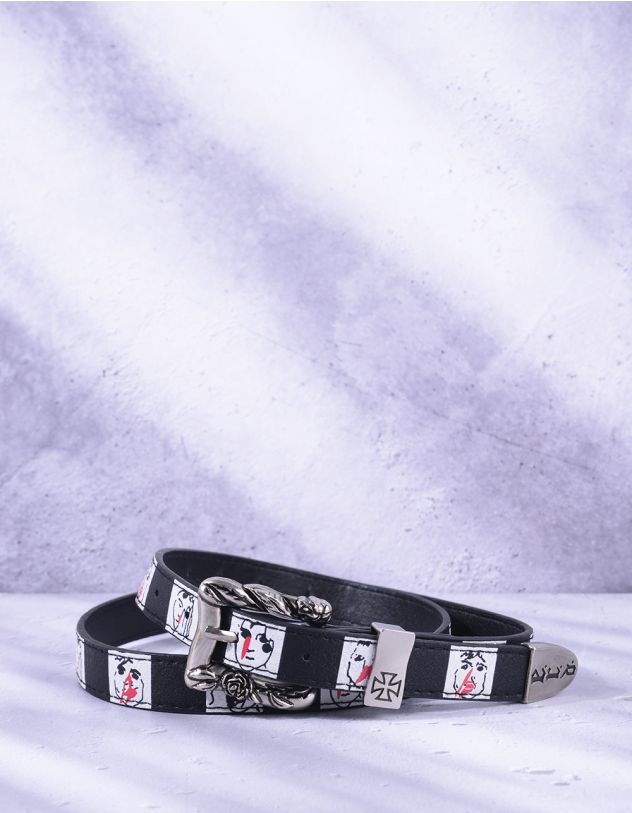 Ремінь з принтом обличчя | 265089-02-XX - A-SHOP