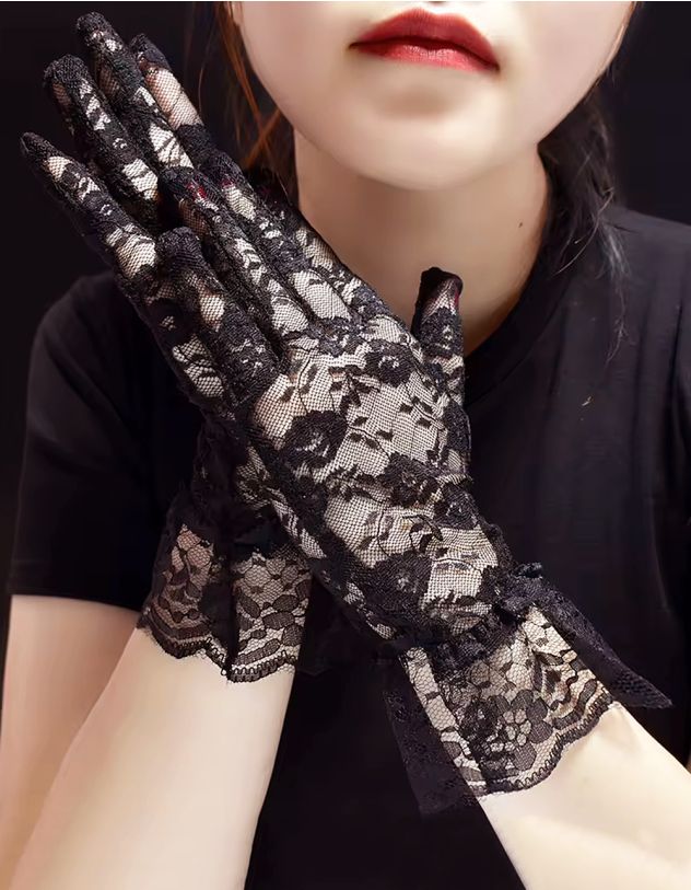 Рукавички  мереживні з квітами | 266442-02-XX - A-SHOP