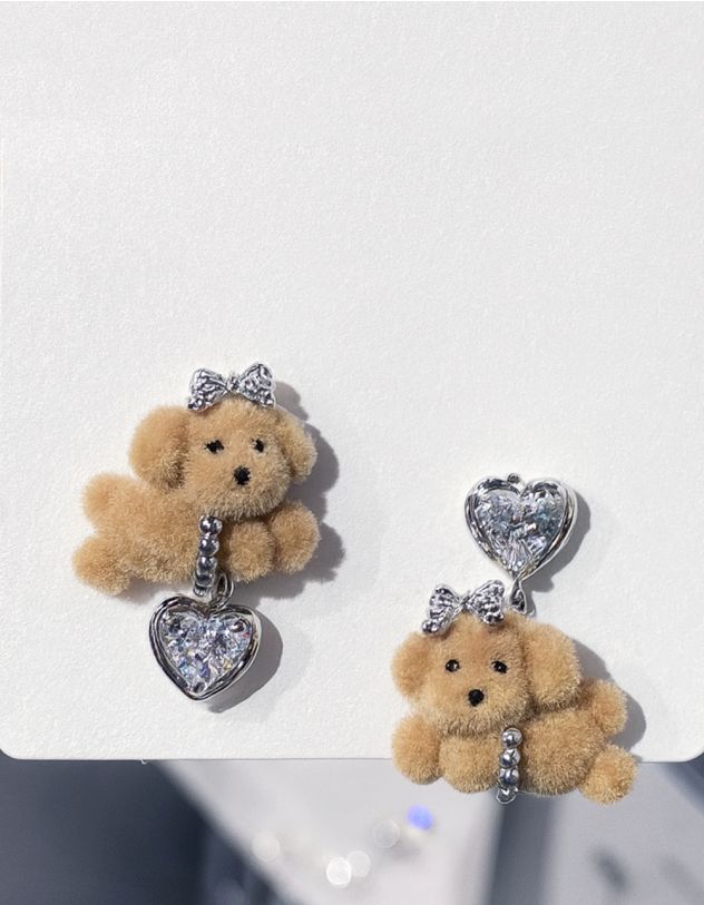 Сережки у вигляді песика з серцем | 263868-22-XX - A-SHOP