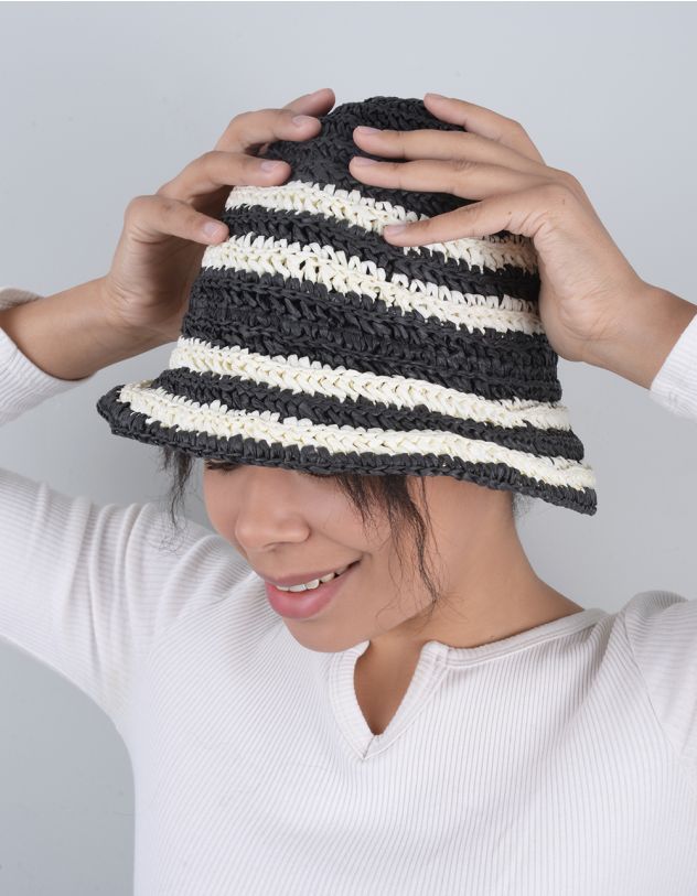 Панама зі штучної соломи смугаста | 263770-02-XX - A-SHOP