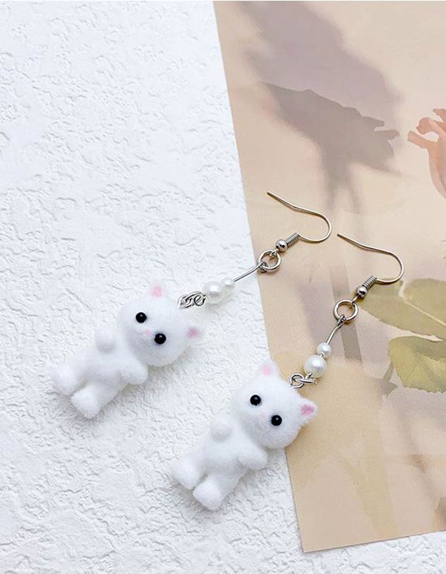 Сережки у вигляді котика з перлинами | 266081-01-XX - A-SHOP