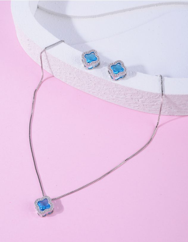 Комплект із сережок та підвіски на шию з кулоном у вигляді конюшини | 264648-64-XX - A-SHOP