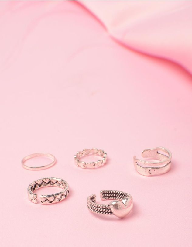 Кільця у наборі з плетінням та серцями | 249574-05-XX - A-SHOP