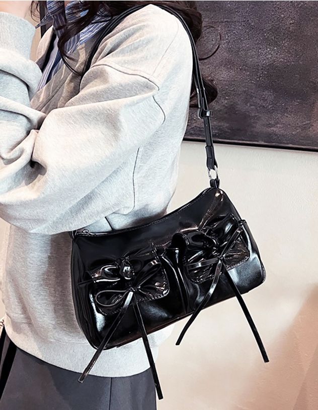 Сумка багет з бантом на кишені | 265310-02-XX - A-SHOP