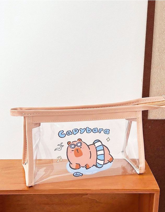 Пенал з брелоком та принтом капібари | 263997-18-XX - A-SHOP