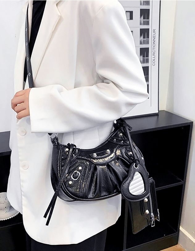 Сумка багет на плече з гаманцем та дзеркалом у вигляді серця | 257919-02-XX - A-SHOP