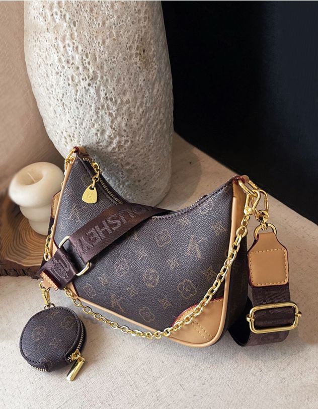 Сумка на широкому ремінці з ланцюжком та монетницею | 265318-33-XX - A-SHOP