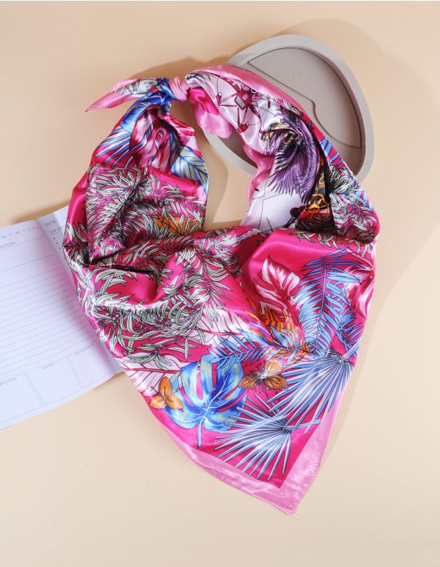 Хустка на шию з тропічним принтом | 264169-14-XX - A-SHOP