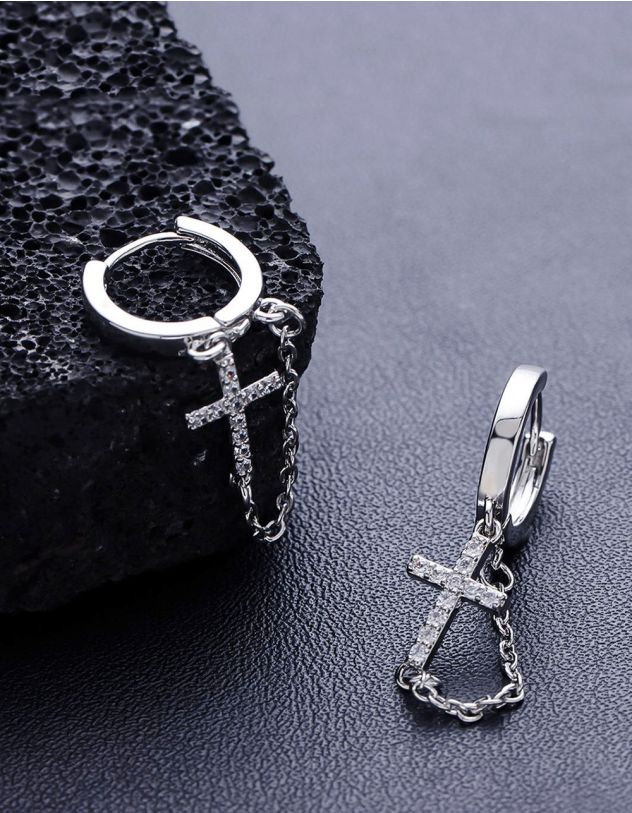 Сережки хрести з ланцюжком | 268023-05-XX - A-SHOP