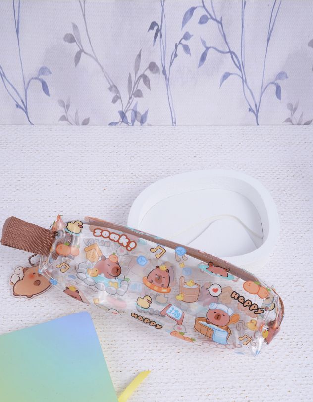 Пенал з брелоком та принтом капібари | 264006-18-XX - A-SHOP