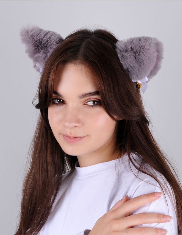 Обідок для волосся з бантами на хутряних вушках | 255918-11-XX - A-SHOP