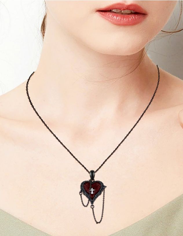Підвіска на шию з кулоном у вигляді серця з хрестом | 268952-02-XX - A-SHOP