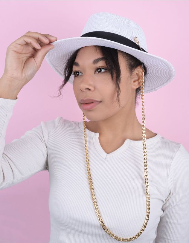 Капелюх федора з ланцюжком та булавкою на стрічці | 251495-01-XX - A-SHOP