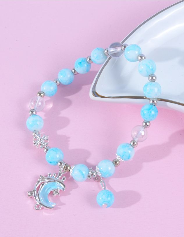 Браслет на руку із намистин з підвіскою у вигляді півмісяця | 264668-18-XX - A-SHOP